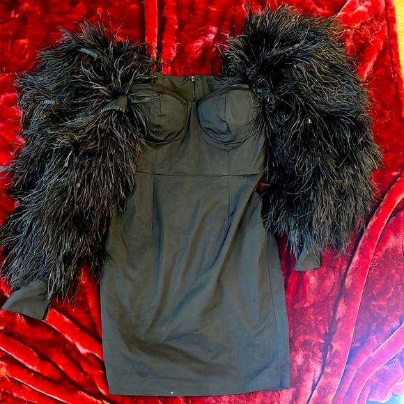 The BRAND Label Feathered FOREVER Dress (black) - Picture 1 of 8